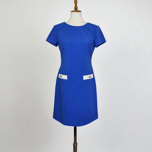 Tommy Hilfiger Blue Short Sleeve Sheath Dress - Picture 3 of 9